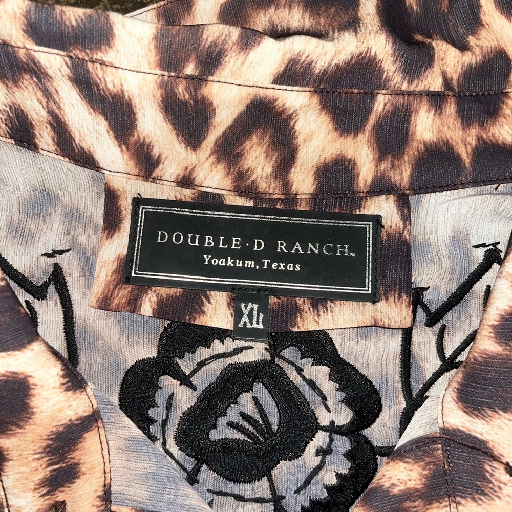 Double D Ranch Leopard Print Blouse With Black Em… - image 3